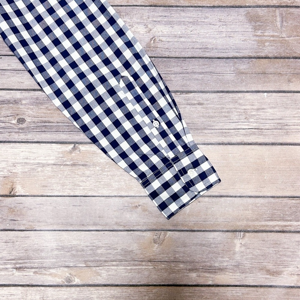 J. Crew Boy Navy and White Checkered Button Down Shirt Size 12 - Picture 3 of 4